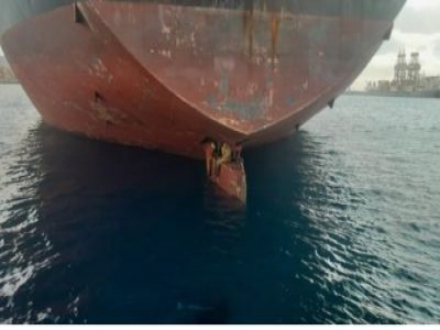 3 PEOPLE FOUND SITTING ON SHIP'S RUDDER SURVIVED AN 11-DAY VOYAGE FROM NIGERIA