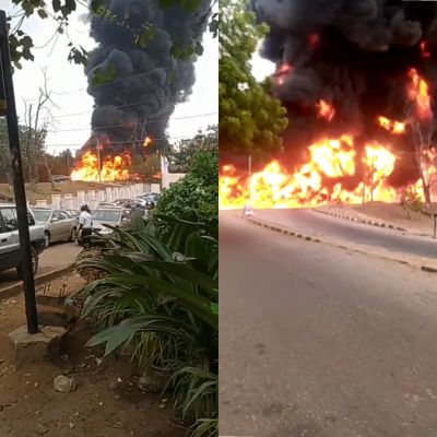 3 FEARED DEAD, CARS &amp; MOTORCYCLES BURNT AS TANKER EXPLODES IN OGUN