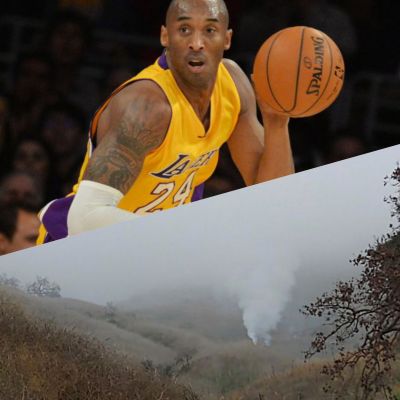  Kobe Bryant drives against the Memphis Grizzlies during a 2015 game the Staples Center./ The scene of the helicopter crash.